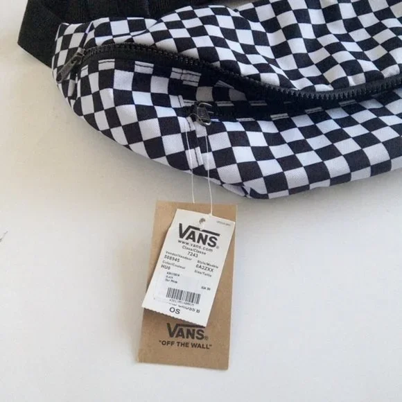 New Vans Ward Black White Checkered Crossbody Fanny Pack Bum Belt Waist Bag - Picture 9 of 17